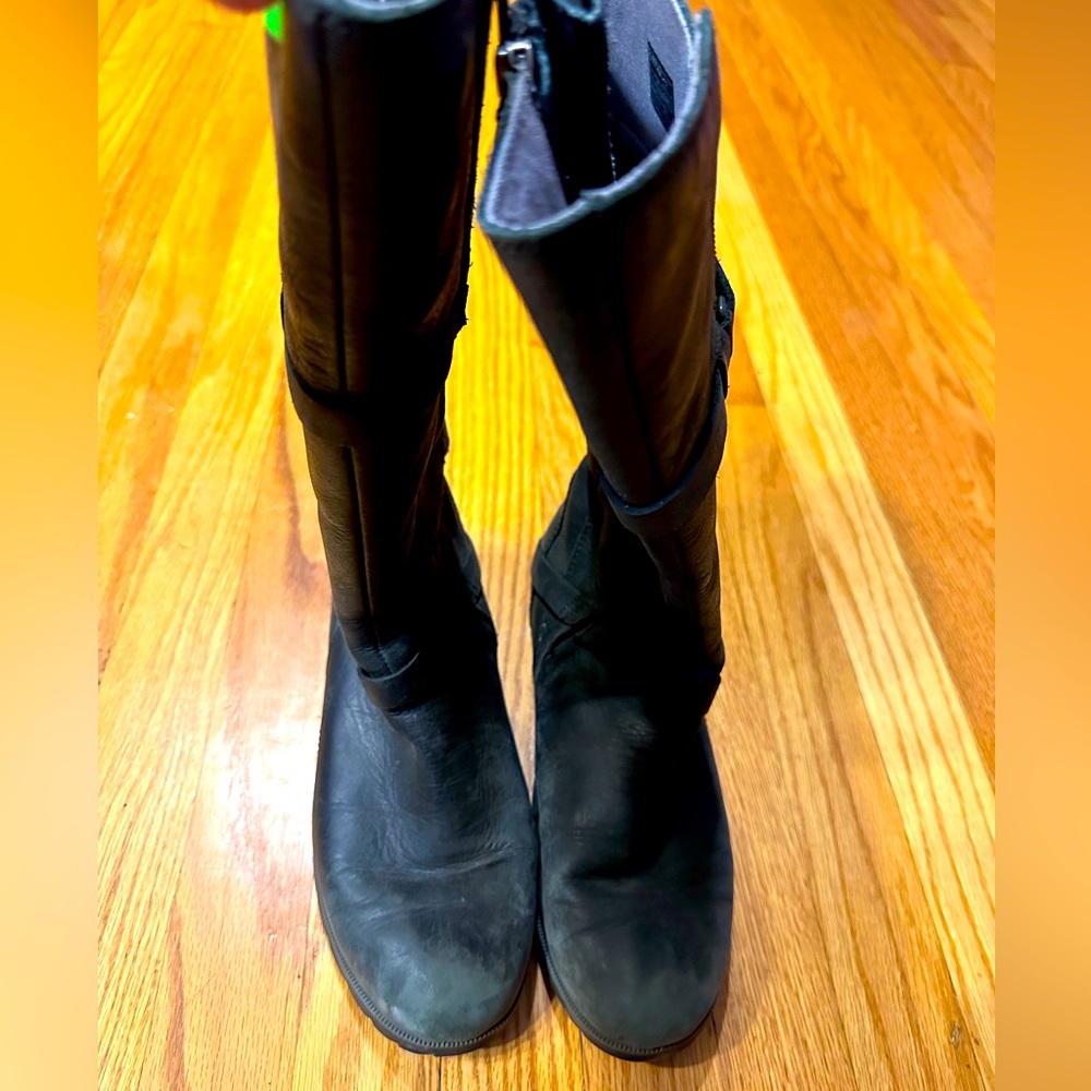 Teva 7.5 De La Vina Dos Knee High Bison Black Leather Zip Riding Boots